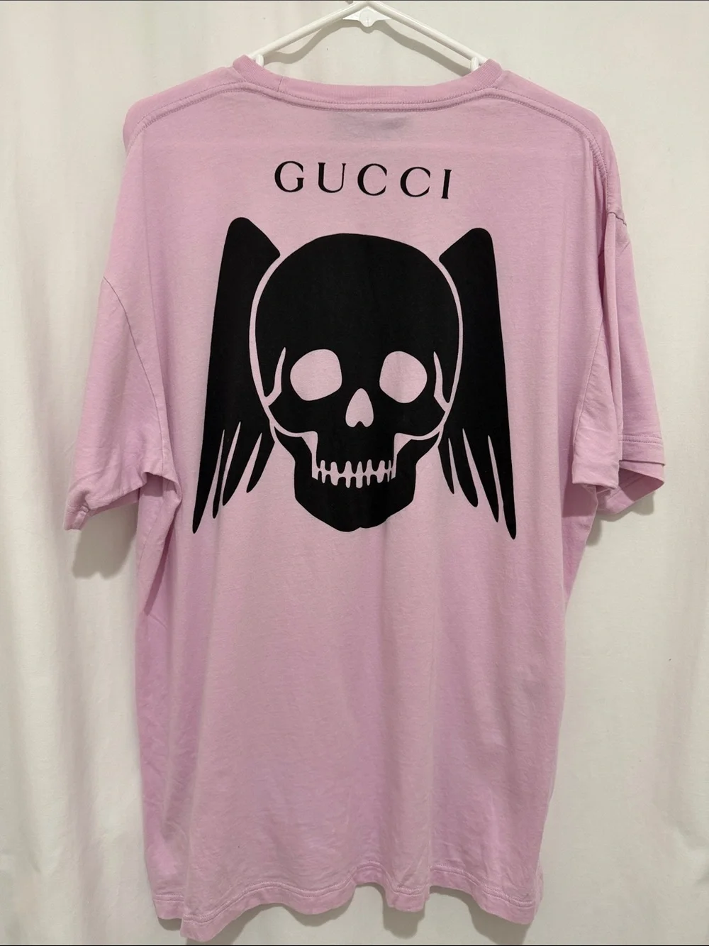 Gucci Pink Graphic T-Shirt Oversized Logo Skull Print Cotton Tee Made in Italy